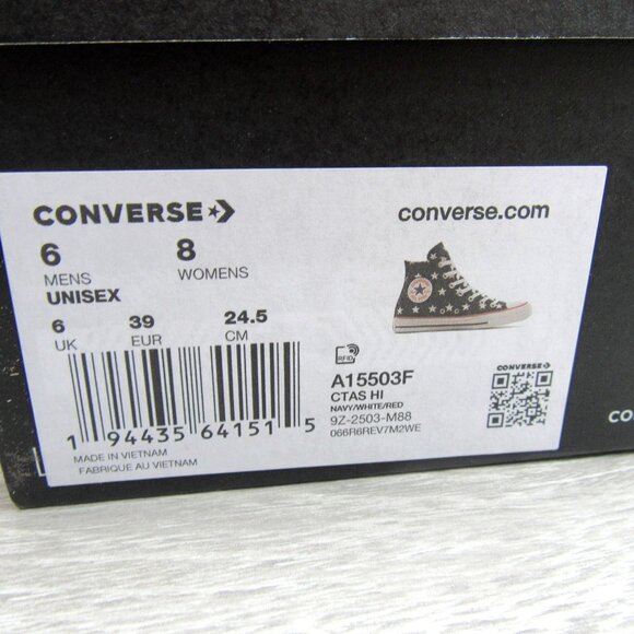 Converse Chuck Taylor All Star HI Archive Stars Women's Size 8 Navy NEW - Picture 14 of 14